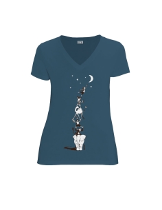 Organic and fair V-neck T-shirt AWARA (BP) "Décrocher la Lune"
