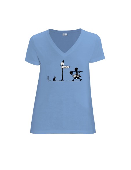 Organic and fair V-neck T-shirt AWARA "Usine buissonière"