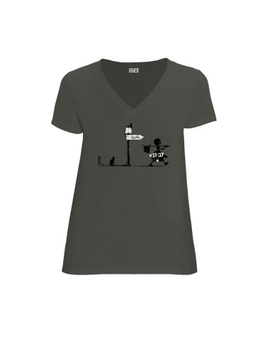 Organic and fair V-neck T-shirt AWARA "Usine buissonière"