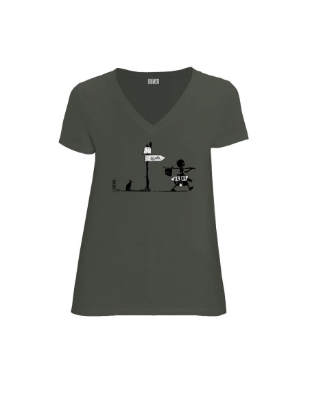 Bio und Fair V-Ausschnitt T-Shirt AWARA "Usine buissonière"