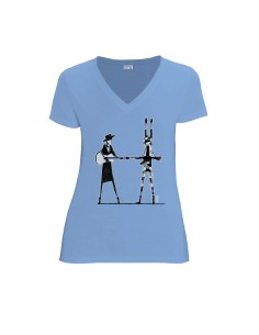 Organic and fair V-neck T-shirt AWARA "Haut les mains"