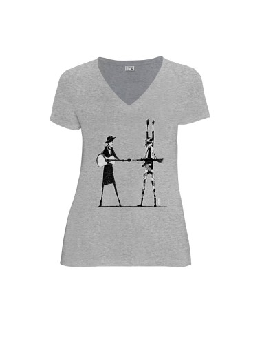 Organic and fair V-neck T-shirt AWARA "Haut les mains"