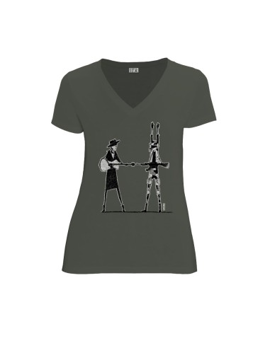 Organic and fair V-neck T-shirt AWARA "Haut les mains"