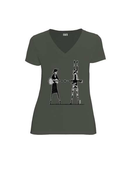 Bio und Fair V-Ausschnitt T-Shirt AWARA "Haut les mains"