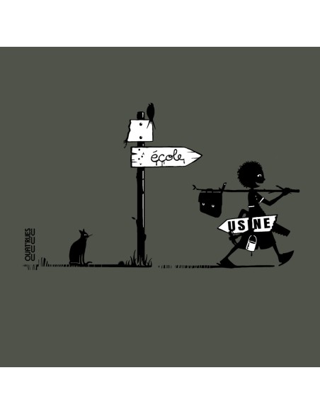 T-shirt équitable coton bio col V AWARA "Usine buissonière"