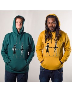 Ethical organic hoodie JAISALMER "Haut les mains"