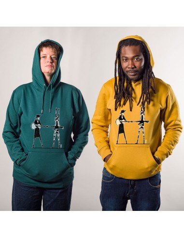 Ethical organic hoodie JAISALMER "Haut les mains"