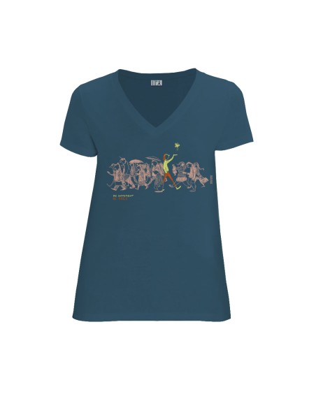 T-shirt équitable coton bio col V AWARA "Be different"