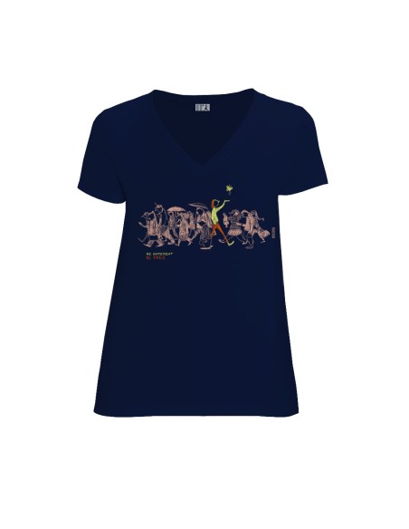T-shirt équitable coton bio col V AWARA "Be different"