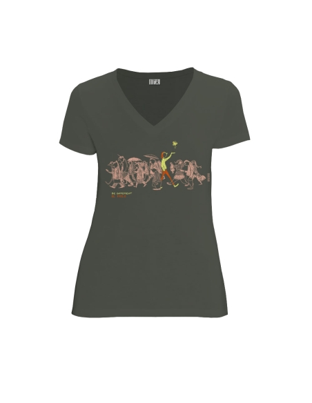 Organic and fair V-neck T-shirt AWARA "Be different"