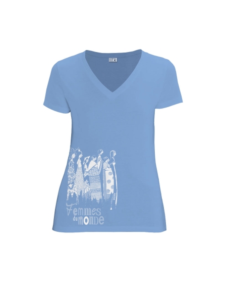 Organic and fair V-neck T-shirt AWARA "Femmes du Monde"
