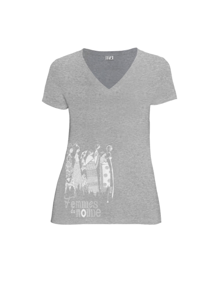 T-shirt équitable coton bio col V AWARA "Femmes du Monde"