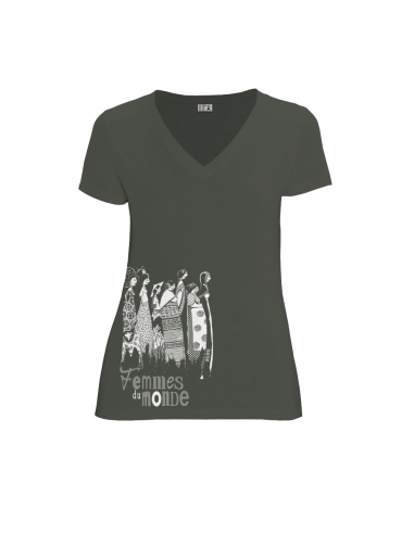 Bio und Fair V-Ausschnitt T-Shirt AWARA "Femmes du Monde"