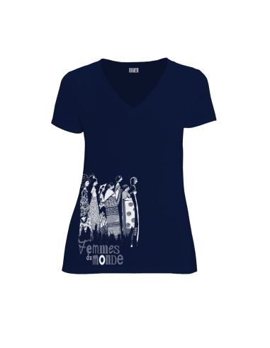 T-shirt équitable coton bio col V AWARA "Femmes du Monde"