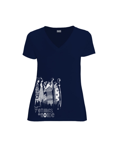 T-shirt équitable coton bio col V AWARA "Femmes du Monde"