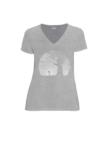 T-shirt équitable coton bio col V AWARA "Pousse"