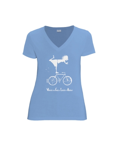 T-shirt équitable coton bio col V AWARA "Vélo"