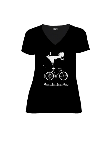 T-shirt équitable coton bio col V AWARA "Vélo"