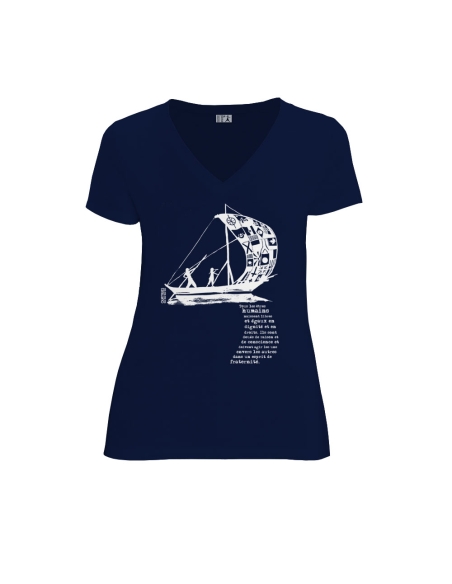 Organic and fair V-neck T-shirt AWARA "D'un seul souffle"