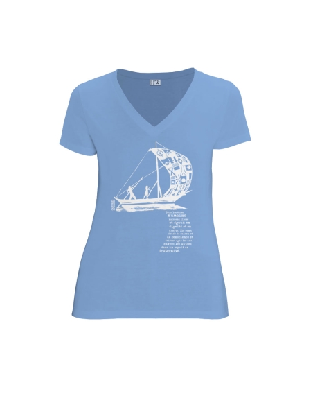 T-shirt équitable coton bio col V AWARA "D'un seul souffle"