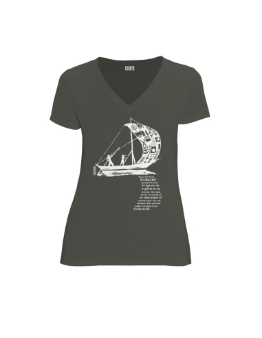 Organic and fair V-neck T-shirt AWARA "D'un seul souffle"