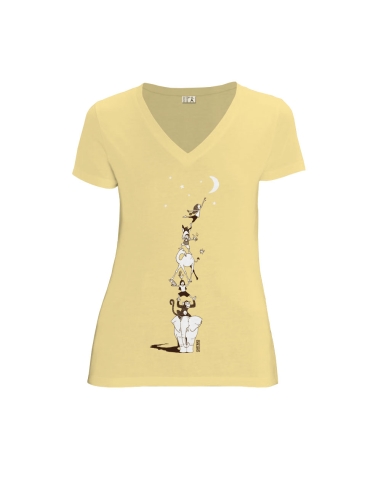 Organic and fair V-neck T-shirt AWARA "Décrocher la Lune"