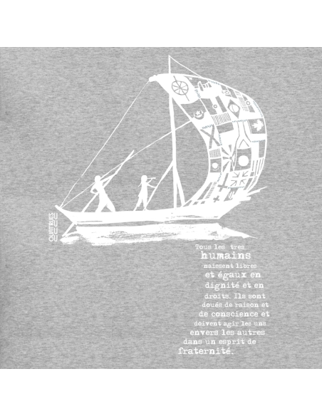 Organic and fair V-neck T-shirt AWARA "D'un seul souffle"