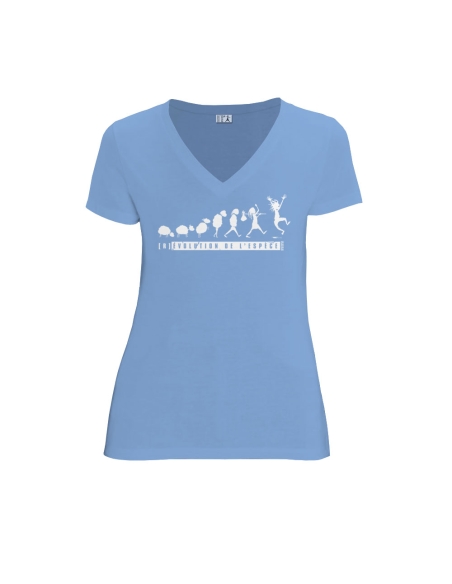 T-shirt équitable coton bio col V AWARA "(R)évolution de l'espèce"