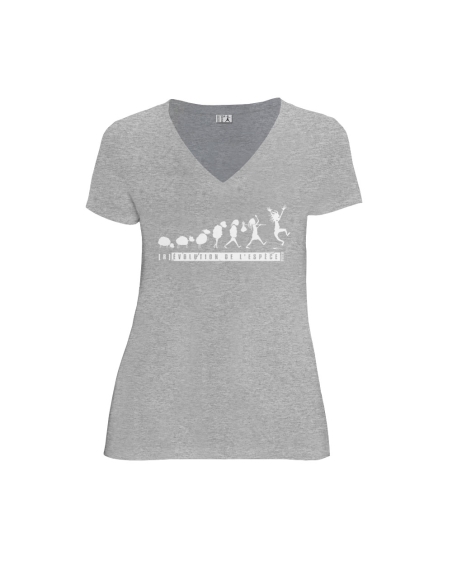 T-shirt équitable coton bio col V AWARA "(R)évolution de l'espèce"