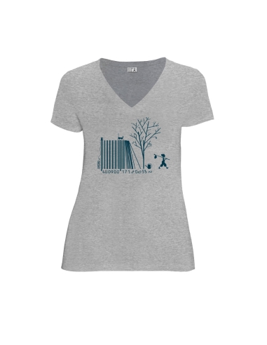 Organic and fair V-neck T-shirt AWARA "Code Bar(b)re"