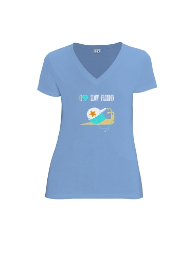 T-shirt équitable coton bio col V AWARA "Slow Fashion"