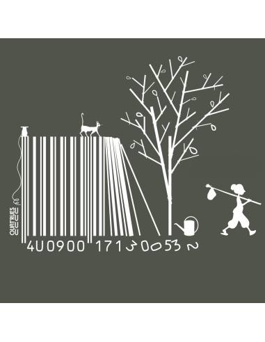 Organic and fair V-neck T-shirt AWARA "Code Bar(b)re"