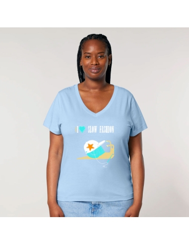 T-shirt équitable coton bio col V AWARA "Slow Fashion"