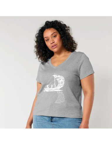 T-shirt équitable coton bio col V AWARA "D'un seul souffle"