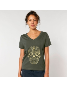 Organic and fair V-neck T-shirt AWARA "Tête de vie"