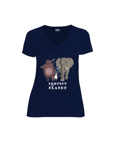 Bio und Fair V-Ausschnitt T-Shirt AWARA "Protect the planet"