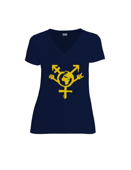 Bio und Fair V-Ausschnitt T-Shirt AWARA "Egalita Powa"