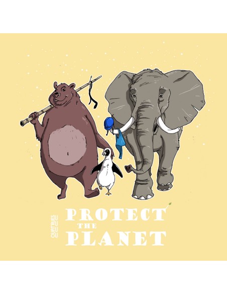 Organic and fair V-neck T-shirt AWARA "Protect the planet"