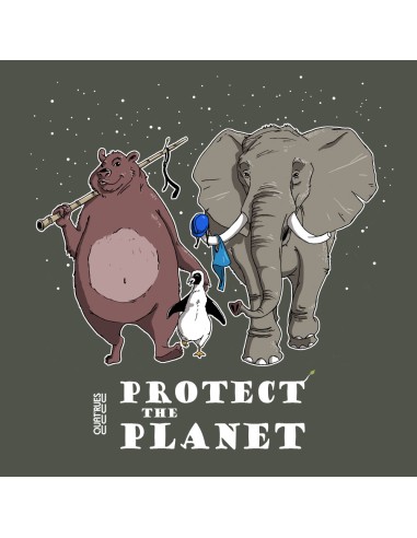 Organic and fair V-neck T-shirt AWARA "Protect the planet"
