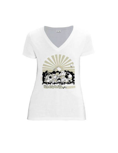 T-shirt équitable coton bio col V AWARA "Déconsommation"