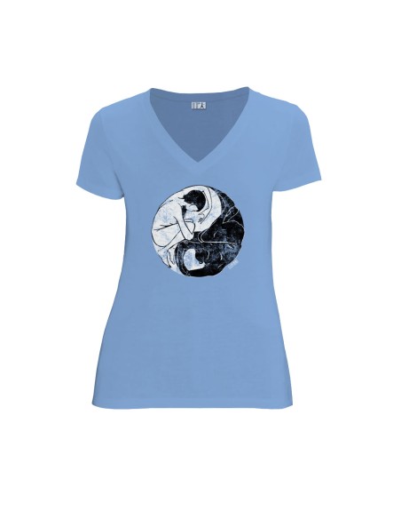 Bio und Fair V-Ausschnitt T-Shirt AWARA "Yin & Yang"