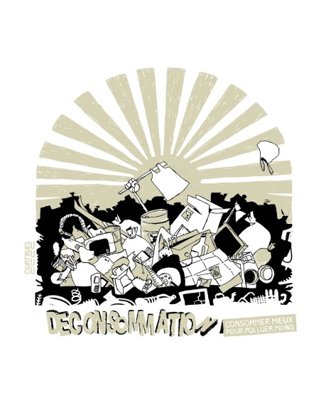 T-shirt équitable coton bio col V AWARA "Déconsommation"
