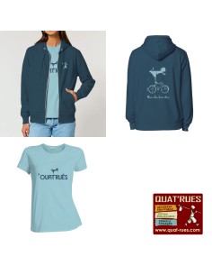 DUO femme T-shirt + Veste coton bio équitable "Vélo"