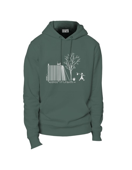 Ethisches Bio-Kapuzensweatshirt JAISALMER "Code Bar(b)re"
