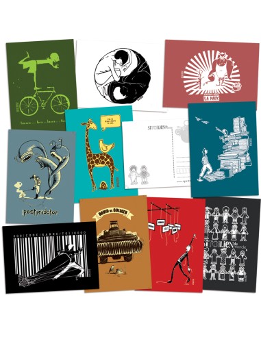 10 cartes postales en papier recyclé "Série : Visuels Quat´rues"