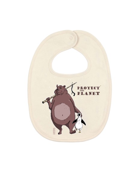 Organic and fair baby bib Quito "Protect the planet"
