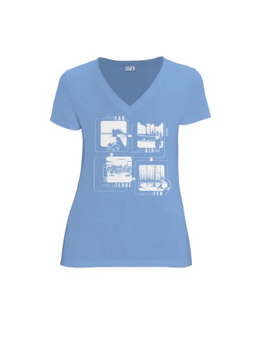 T-shirt équitable coton bio col V AWARA "4 éléments"