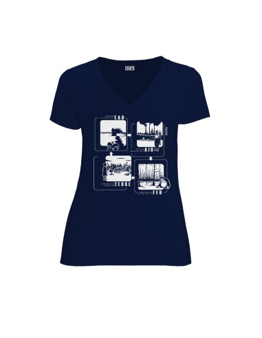 Organic and fair V-neck T-shirt AWARA "4 éléments"