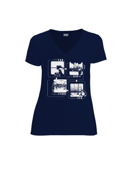 Organic and fair V-neck T-shirt AWARA "4 éléments"