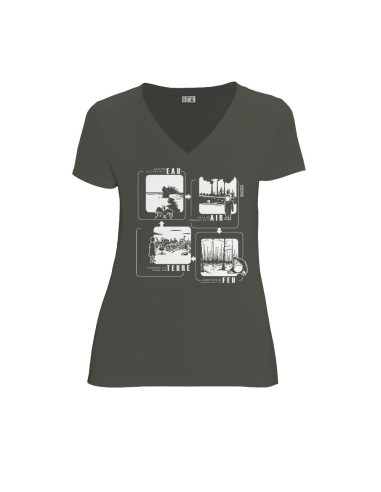 Bio und Fair V-Ausschnitt T-Shirt AWARA "4 éléments"